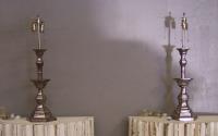 Pair of silver on bronze tall lamps c1900
