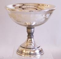 Mercury Glass etched compote Meriden Silver Company c 1880