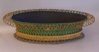 French brass wire oval basket with insert c1880