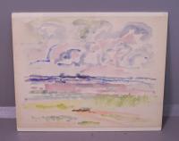Jon Schueler abstract impressionist landscape watercolor c1960