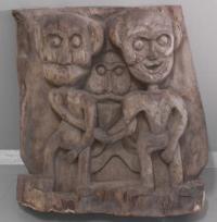 Early Indonesian wood carving from solid block