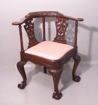 Centennial American mahogany ball claw foot corner chair c1880