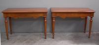 Pair custom made 20th century  walnut console tables