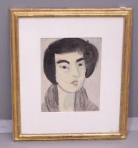 Kyohei Inukai signed portrait watercolor