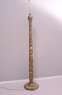 Carved wood Chinese floor lamp with leaves and rodents