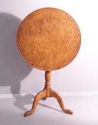 Bench made birdseye maple tilt top stand c1930