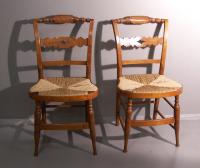 American rush seat figured maple Sheraton country chairs c1820