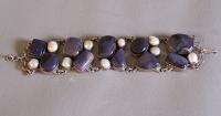 Silver amethyst and freshwater pearl bracelet