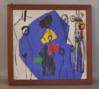 Modern abstract oil painting by Israeli artist Bezalel Schatz 1950