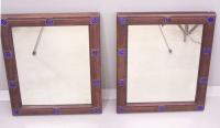Pair of 19th C solid walnut mirrors with enamel mounts