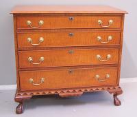 Reproduction American tiger maple Chippendale chest