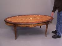 French inlaid burled wood coffee table