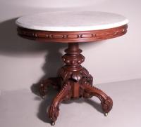 American Victorian Thomas Brooks walnut marble top table