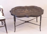 English Papier Mache Tray Table 1880