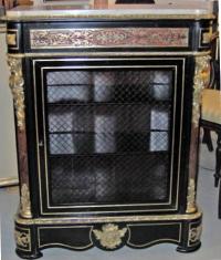PAIR Napolean III Ebonized Boulle Paneled Cabinets c1870