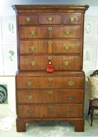 English Georgian Walnut Chest on Chest c1720