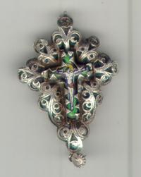 17th century silver over copper pendant with enamel
