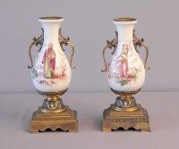 French porcelain Orientalist ovid shape mantel vases c1870
