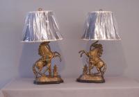 Bronzed Lamps metal figures stallions and Blackamoors