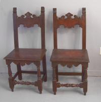 Italian Renaissance style walnut single plank seat chairs c1760