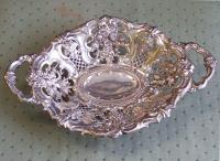 Austrian 935 silver compote pierced rose design c1830 to 1850