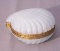 French white opaline glass hinged box  c1920