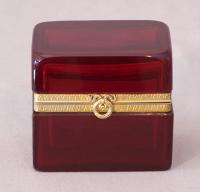 French 19thc ruby glass hinged casket or box