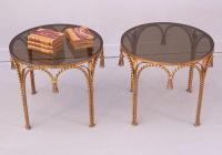 Art Moderne Italian gilt iron round top occasional tables c1920