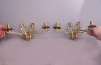 Pair Art Nouveau Period cast gilt bronze wall sconces