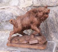 Swiss Carved Boar from Lauterbrunnen signed J. Huggler