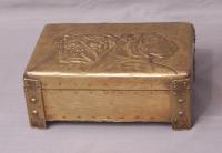 Austrian brass box with reposse design of two dogs c 1910
