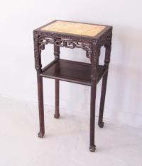 Chinese rosewood stand or tall table with inset marble top