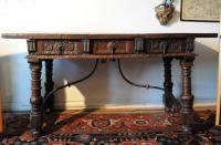 17th century Spanish ball foot walnut library table c1680