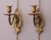 Pair French Empire bronze single arm candle sconces c1880