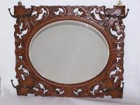 American Victorian hand carved oak mirror c1880