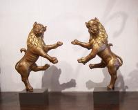 Pair of 17century  Renaissance mounted gilt rampant lions