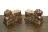 Pair of  hand carved foo dog cupboard feet c1800