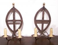 Pair 19th century iron wall sconces