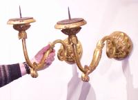 Pair of Italian gilt wood  arm sconces 18th century