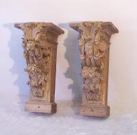 Pr 17th to 18th century architectural carved wood corbels