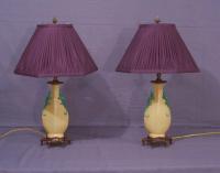 Early 19th century Chinese Pottery Yellow diamond lamps