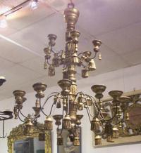 19th c Italian giltwood candle light chandelier