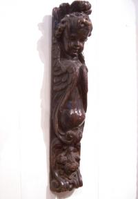 18th c Italian large carved winged putti sculpture