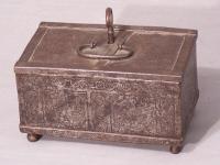 16th century Nurenberg engraved steel box with key