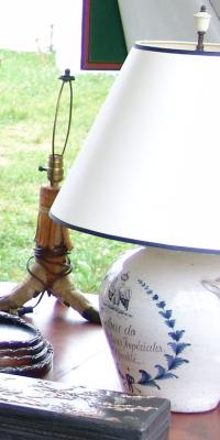 French faience tobacco jar lamp