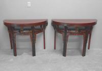 Pair 19thC Chinese demi lunes