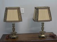 Pair of 18th century English brass candlestick lamps