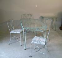 1940 wrought iron patio set with server  table four chairs