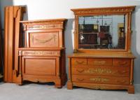 Pair of Horner satin and bronze twin beds with dresser