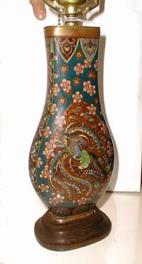 Antique Japanese meiji Cloisonne vase lamp